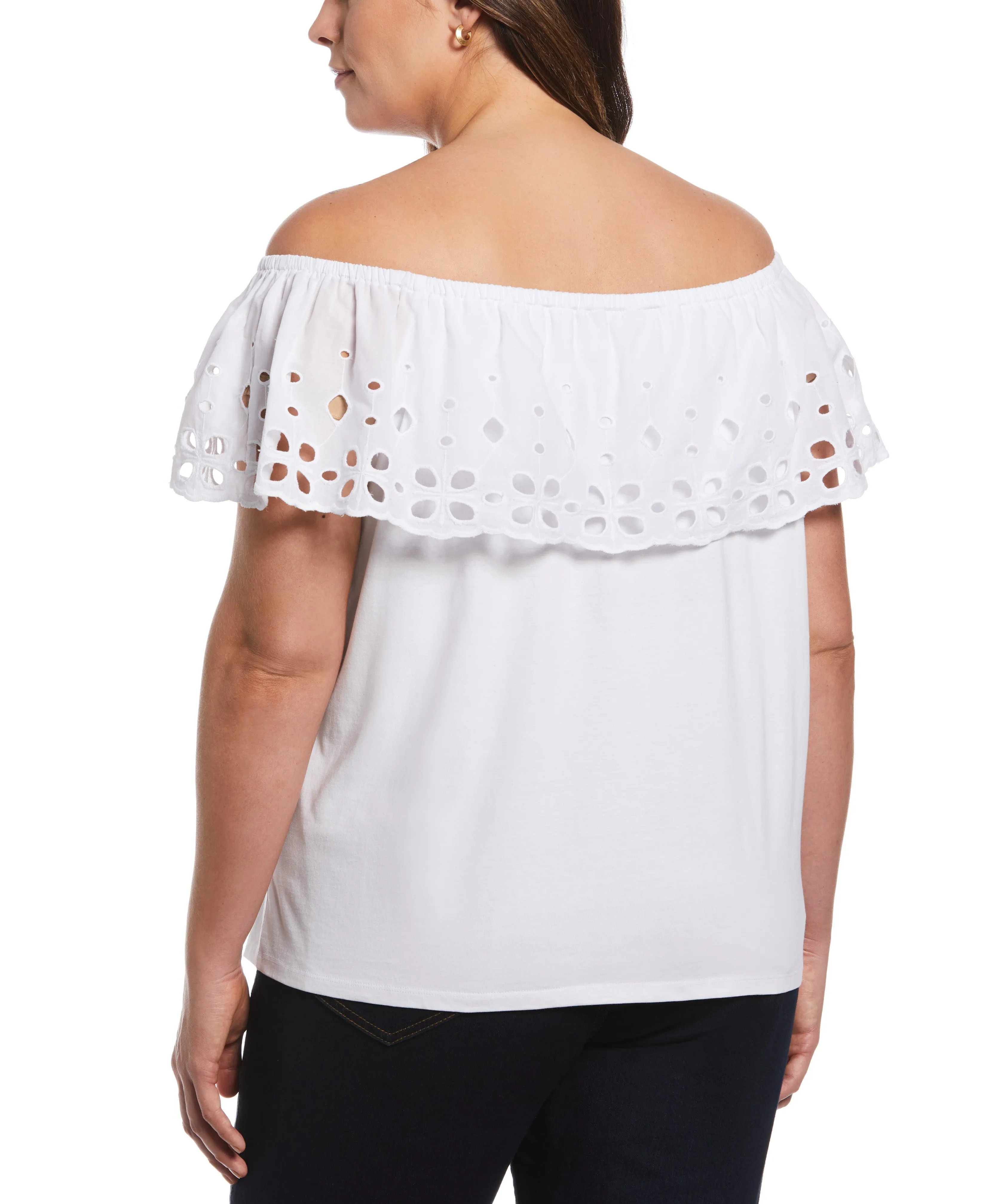 Plus Size Off the Shoulder Mixed Media Top