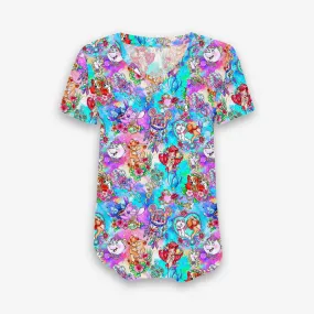 [Pre Sale] Lazy Days Best Friends - Women's Printed Bamboo Short Sleeve Top (EST SHIP EARLY JAN)