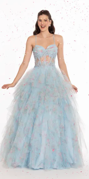 Print Sweetheart Corset Lace Up Back Ballgown