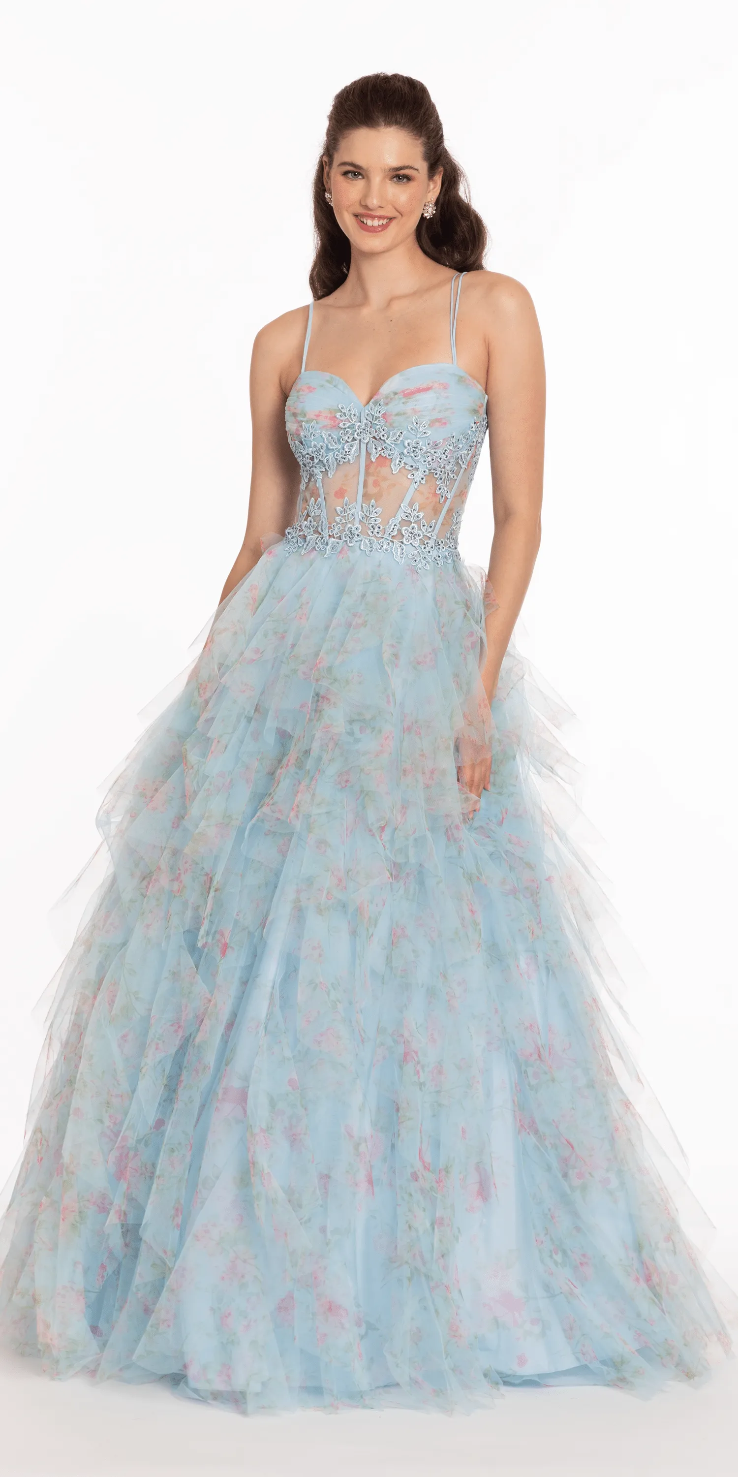 Print Sweetheart Corset Lace Up Back Ballgown