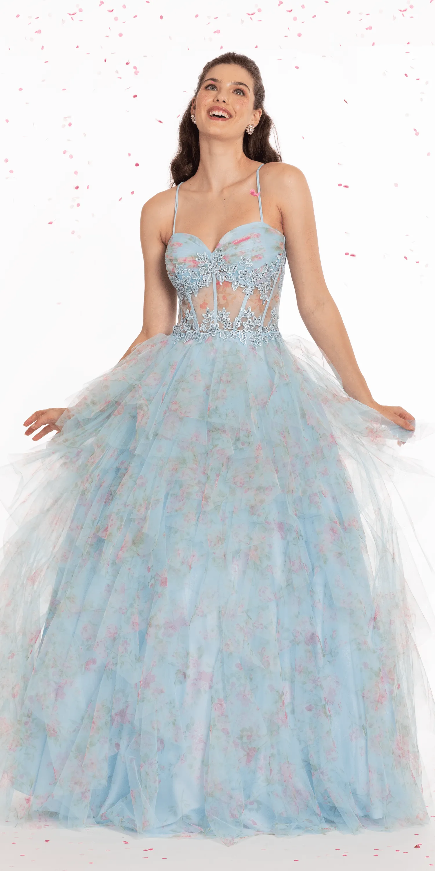 Print Sweetheart Corset Lace Up Back Ballgown