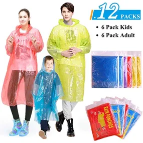 Rain Ponchos for Kids and Adults, Disposable Emergency Rain Ponchos