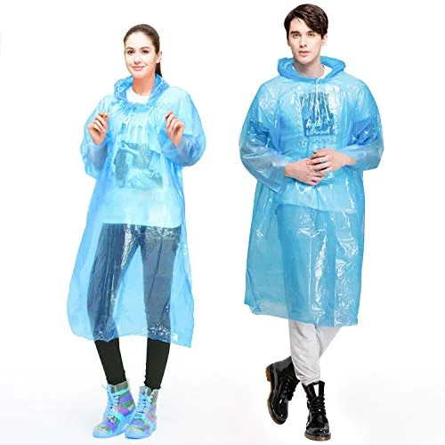 Rain Ponchos for Kids and Adults, Disposable Emergency Rain Ponchos