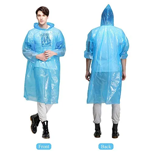 Rain Ponchos for Kids and Adults, Disposable Emergency Rain Ponchos