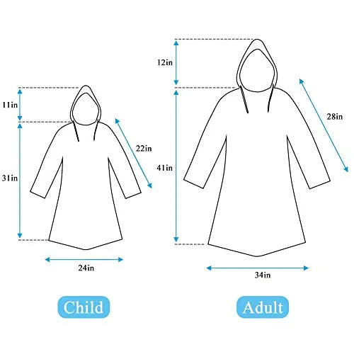 Rain Ponchos for Kids and Adults, Disposable Emergency Rain Ponchos