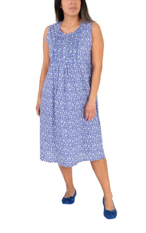 Schrank 100% Cotton Nightgown Sleeveless in Denim Leaf Print SK807L