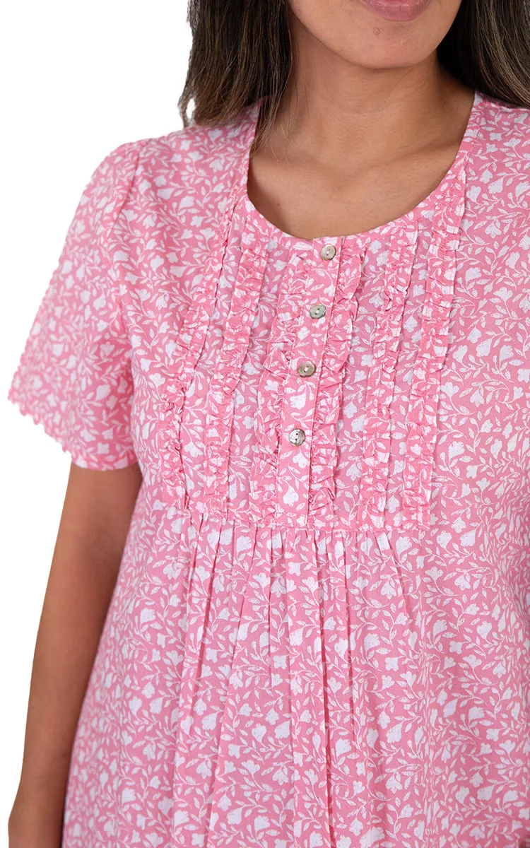 Schrank 100% Cotton Nightgown with Short Sleeve in Coral Leaf SK707L