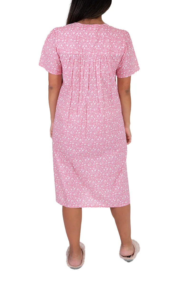 Schrank 100% Cotton Nightgown with Short Sleeve in Coral Leaf SK707L