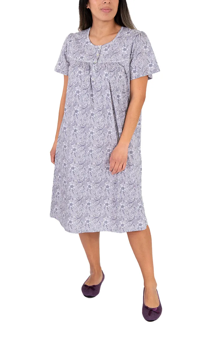 Schrank 100% Cotton Nightgown with Short Sleeve in Mocha Indi SK318I