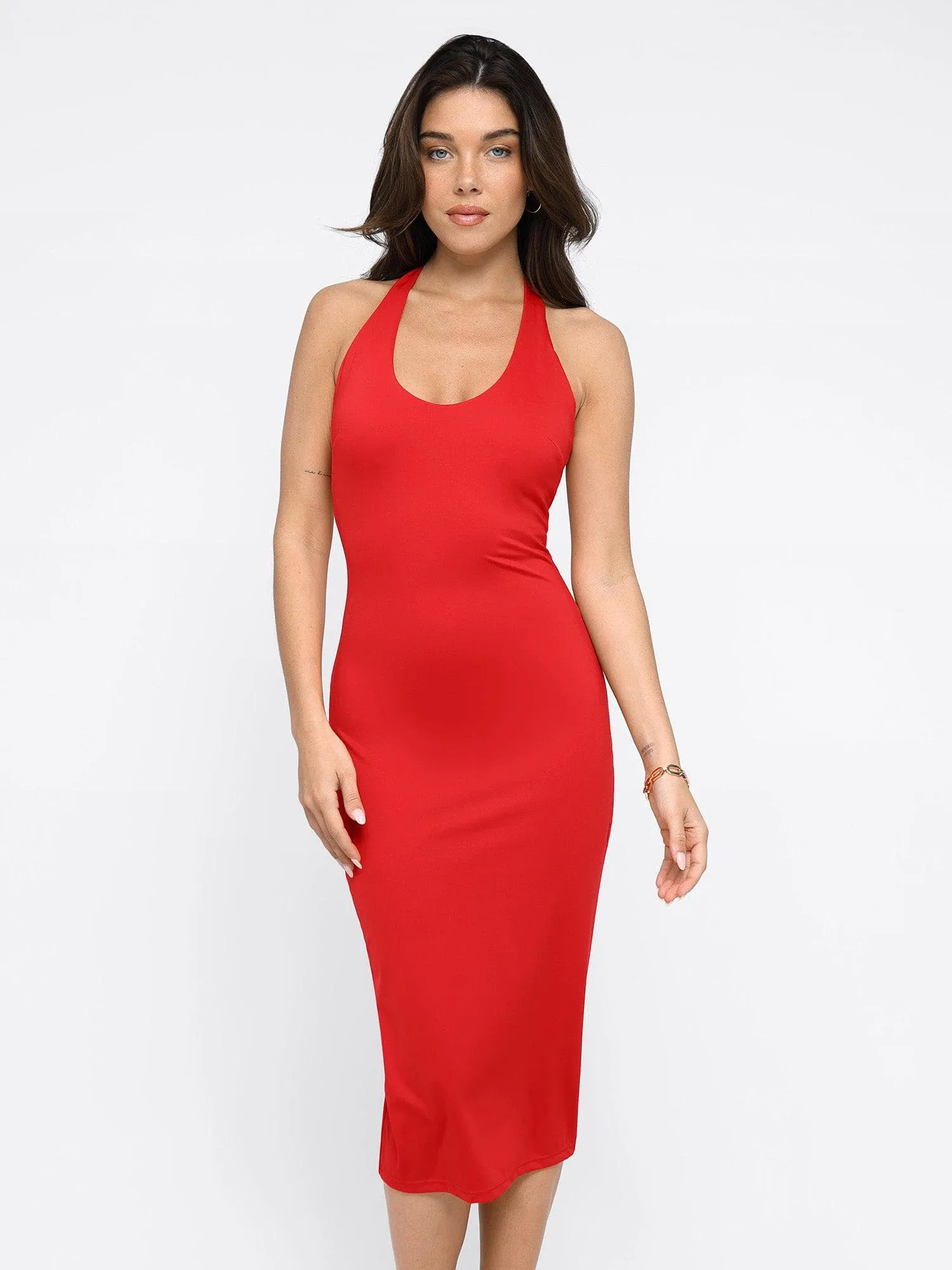 Shapewear Convertible Backless Halter Sculpting Midi Dress