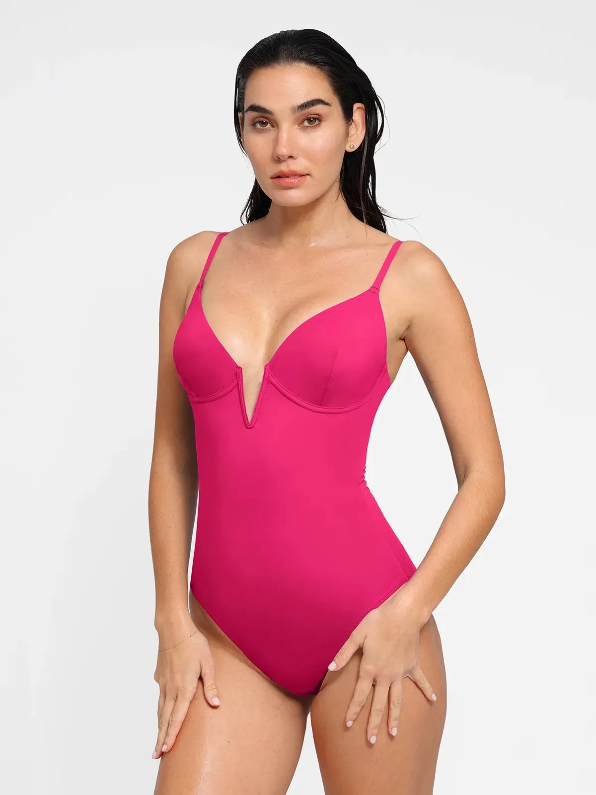 Shapewear Plunging V Slimming One-Piece Swimsuit