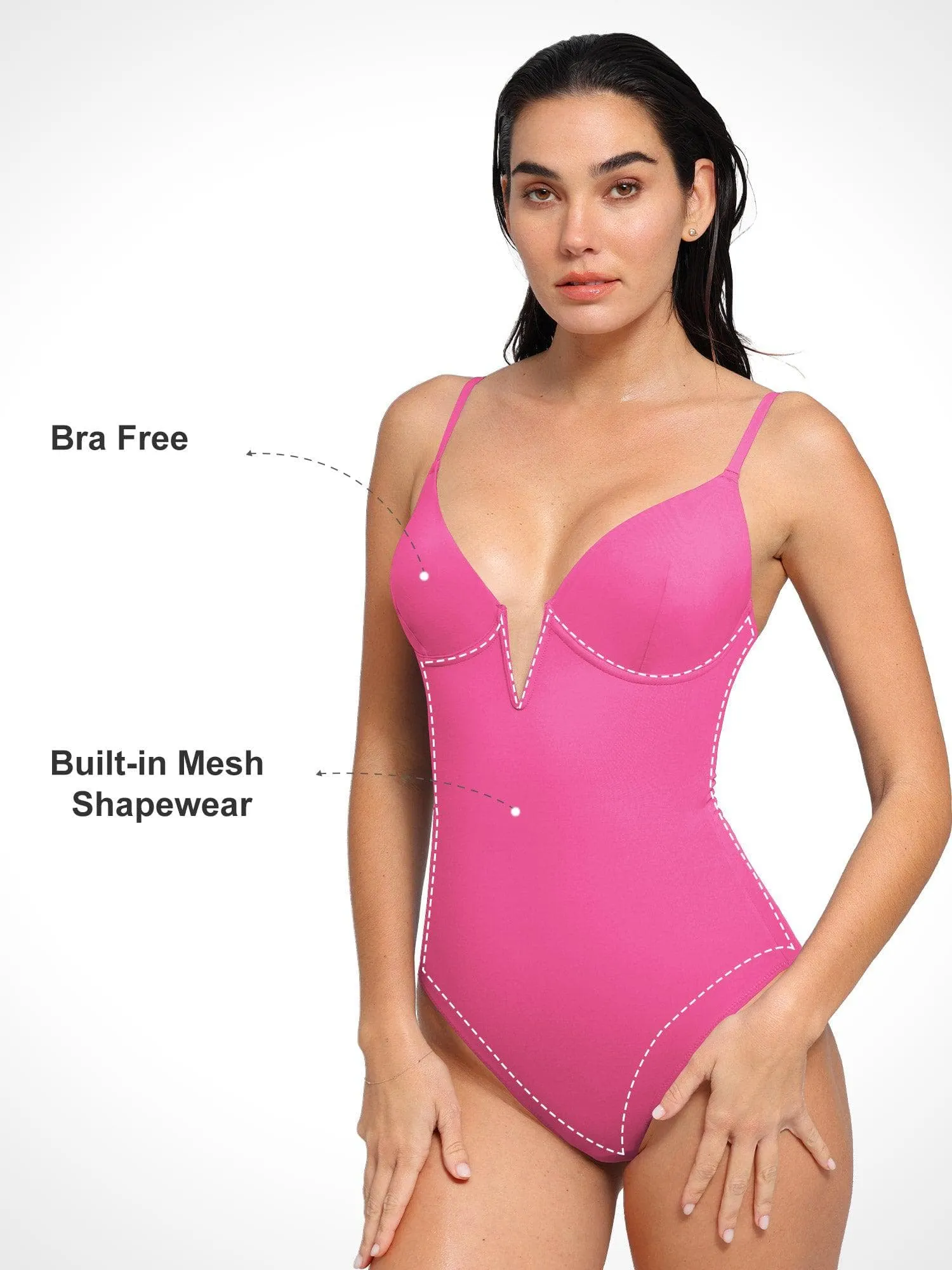 Shapewear Plunging V Slimming One-Piece Swimsuit