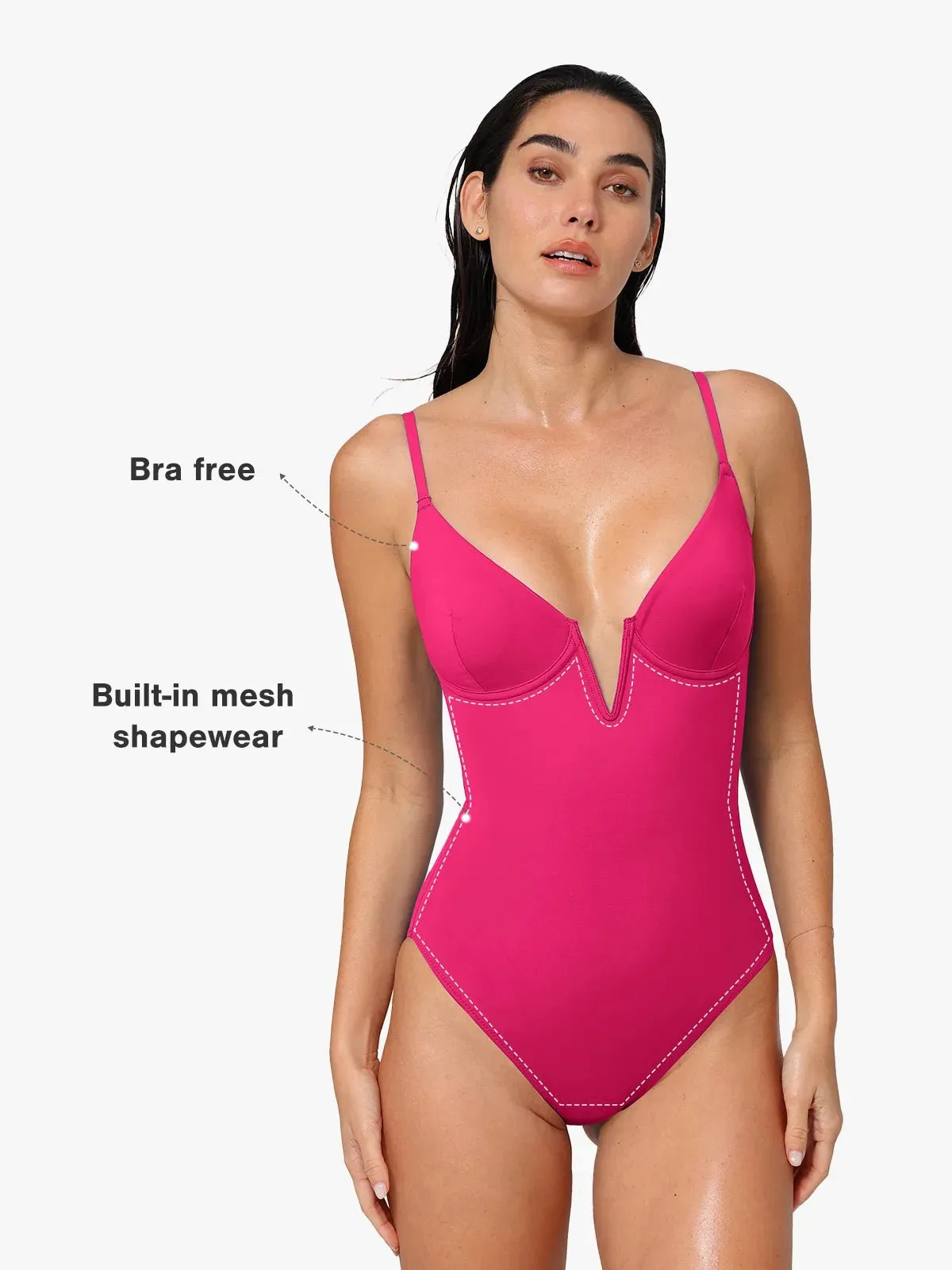 Shapewear Plunging V Slimming One-Piece Swimsuit