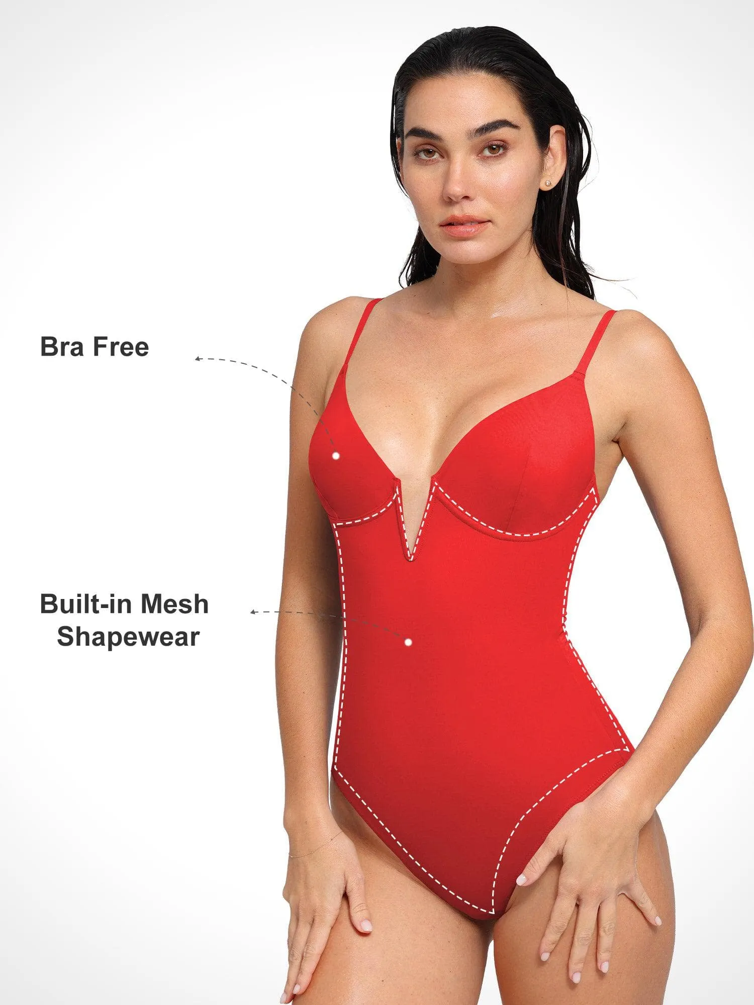 Shapewear Plunging V Slimming One-Piece Swimsuit