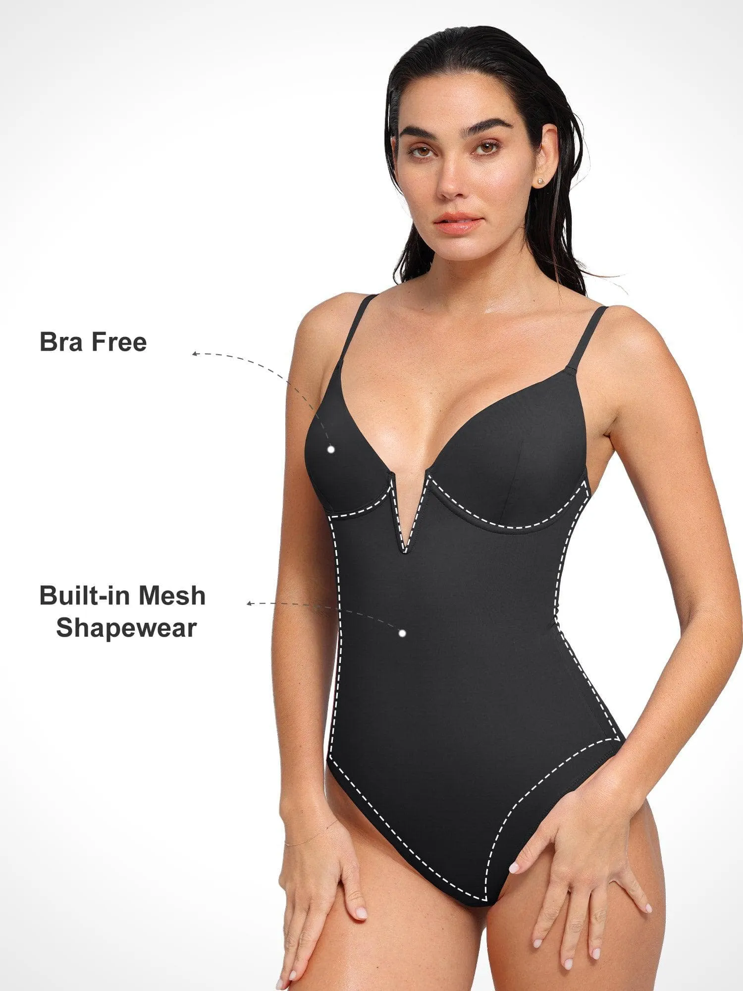 Shapewear Plunging V Slimming One-Piece Swimsuit