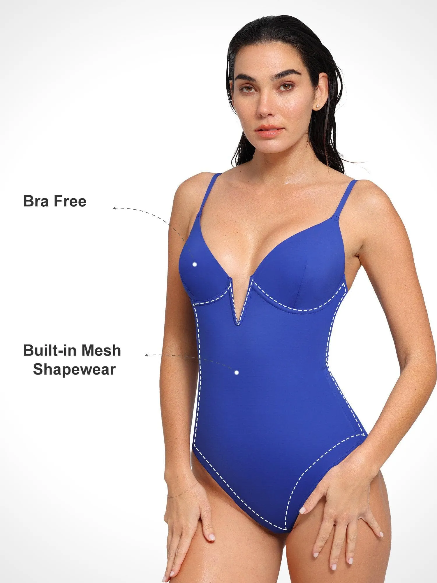 Shapewear Plunging V Slimming One-Piece Swimsuit