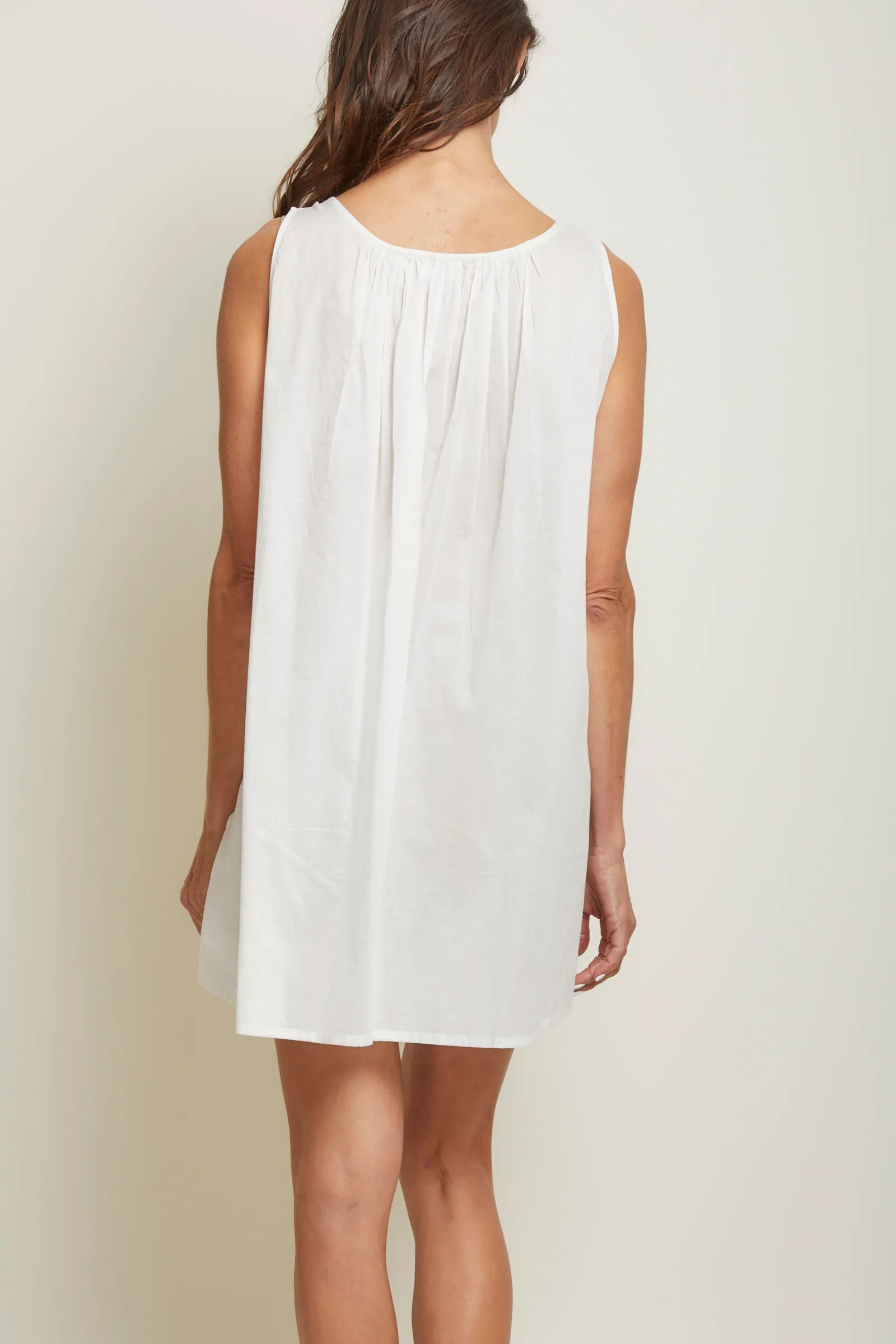 Sleeveless Cotton Nightie - White