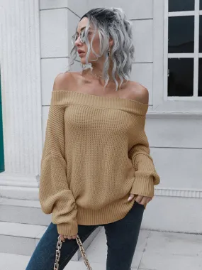 Straight Neck Off Shoulder Sweater