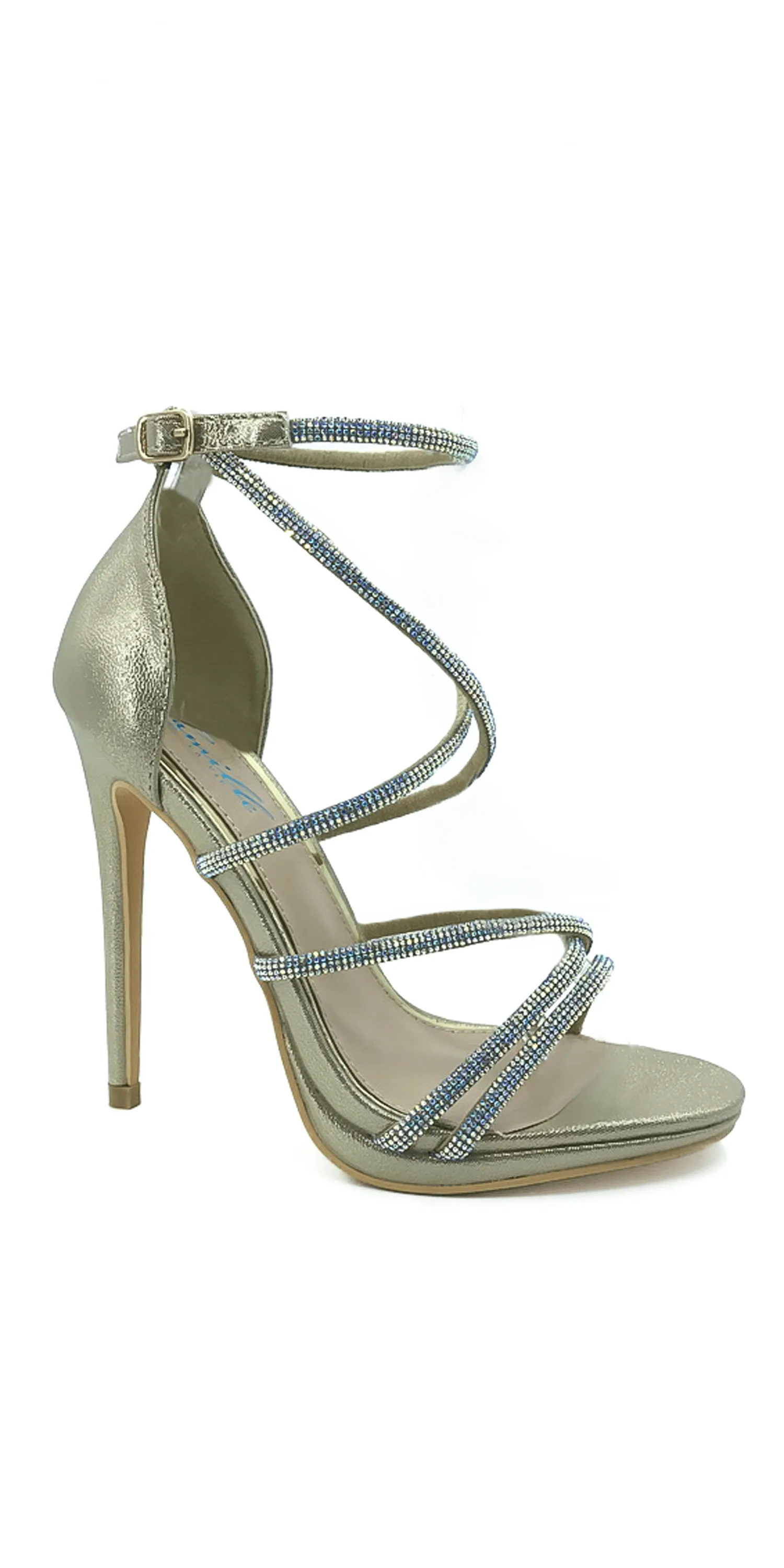 Strappy Rhinestone High Heel Sandal