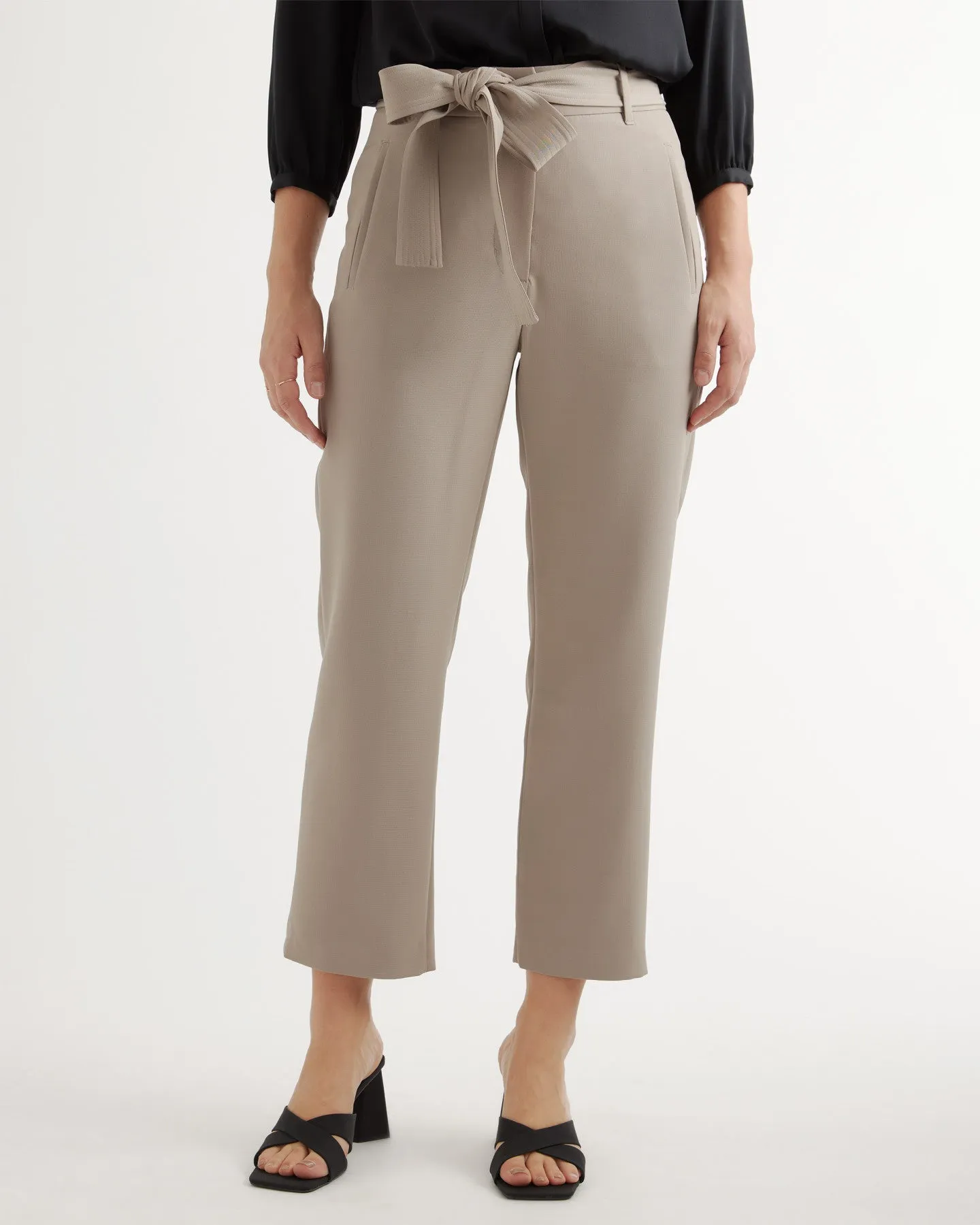 Stretch Crepe Paperbag Pants