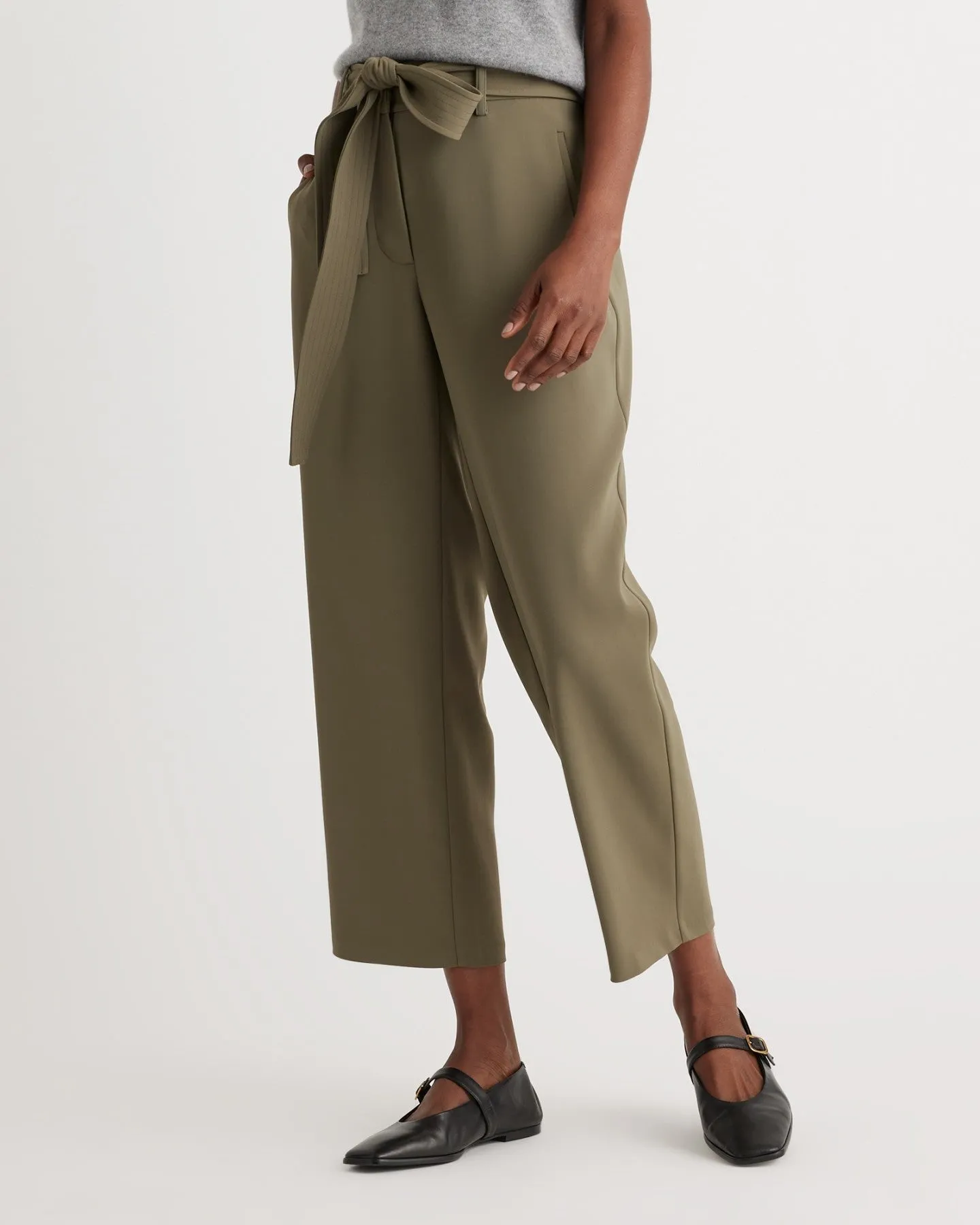 Stretch Crepe Paperbag Pants