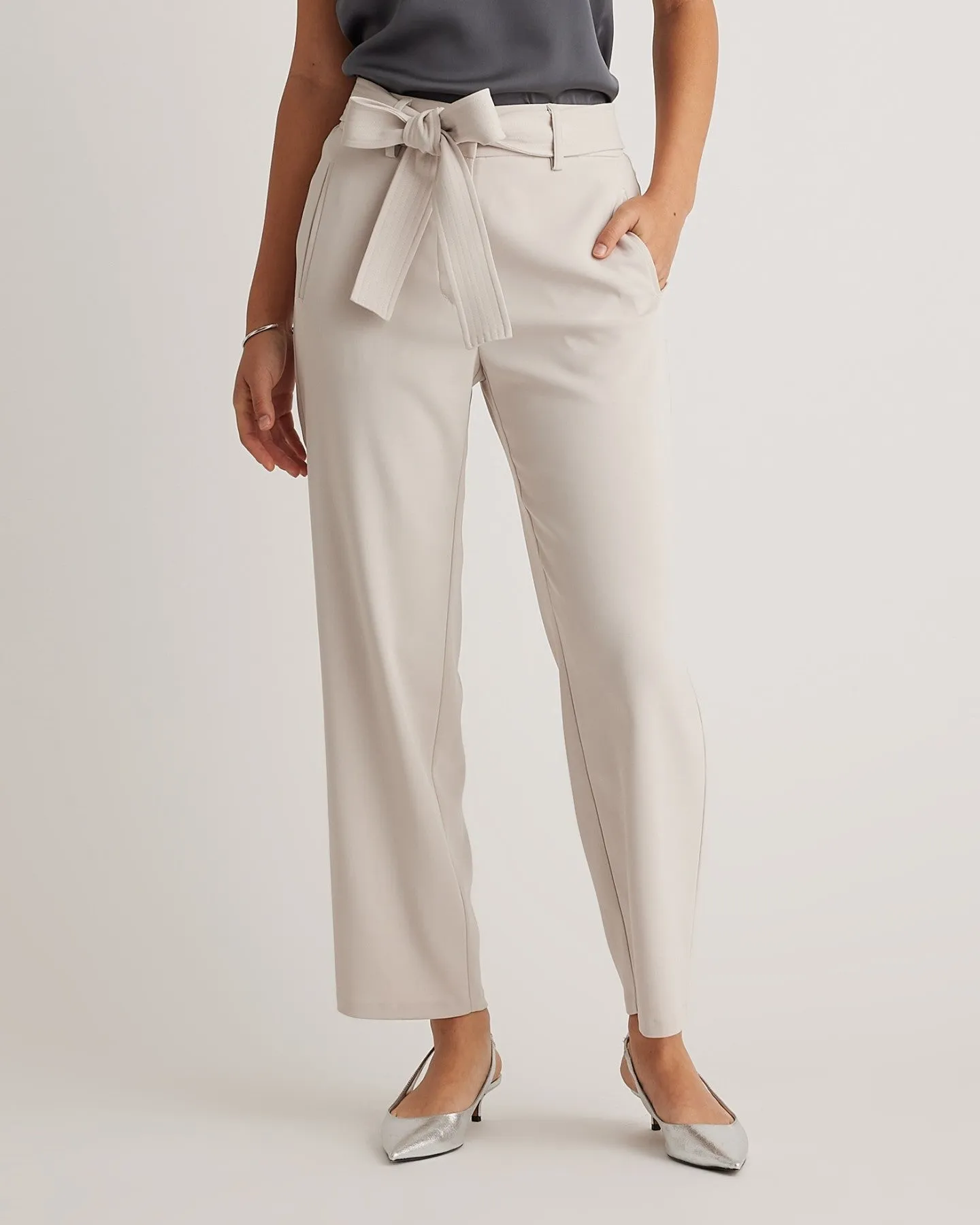 Stretch Crepe Paperbag Pants