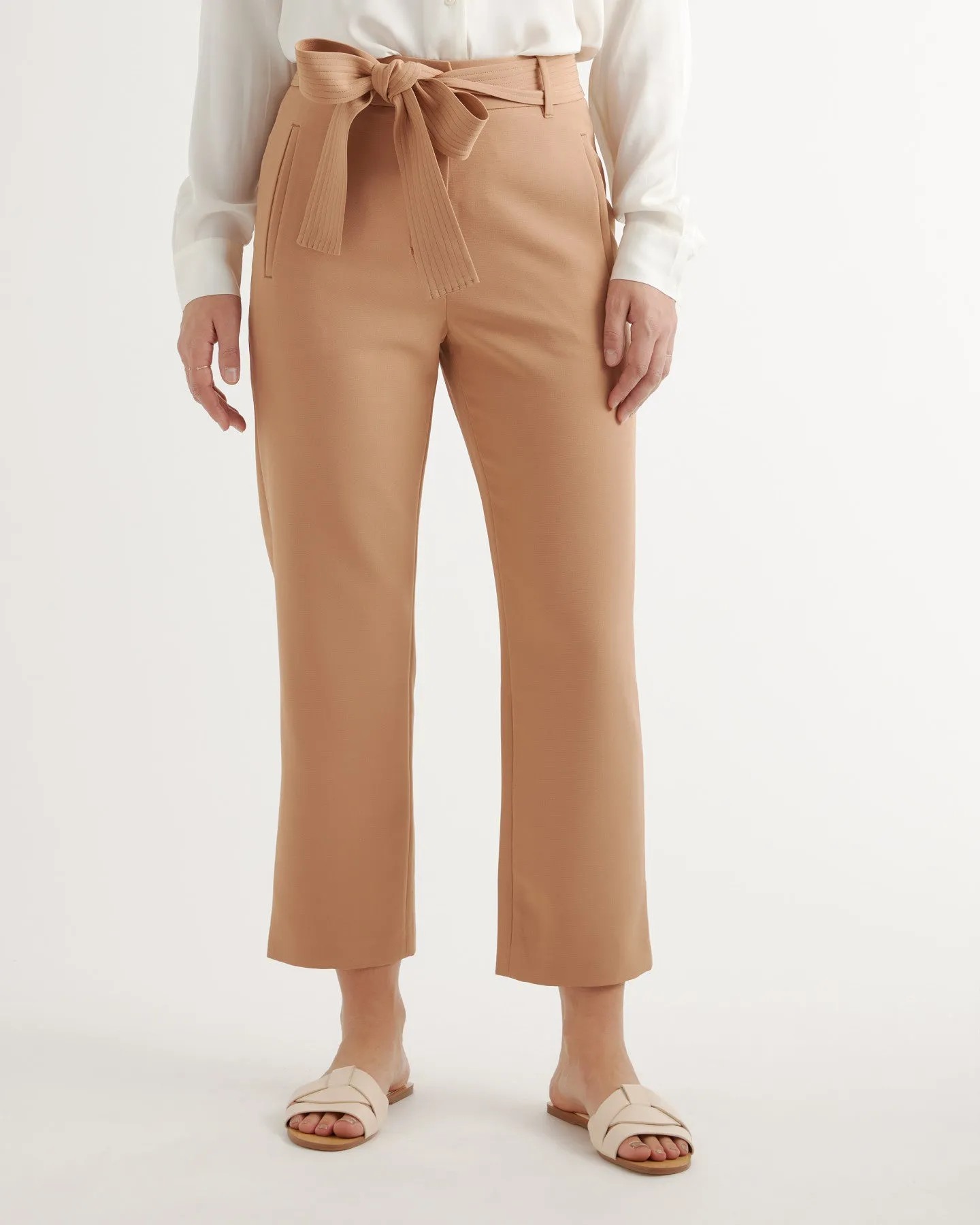 Stretch Crepe Paperbag Pants