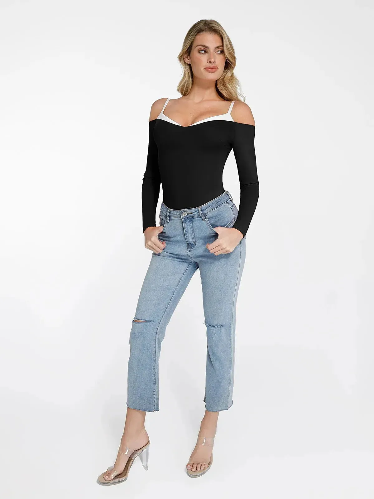 The Shapewear Bodysuit Long Sleeve Cold Shoulder