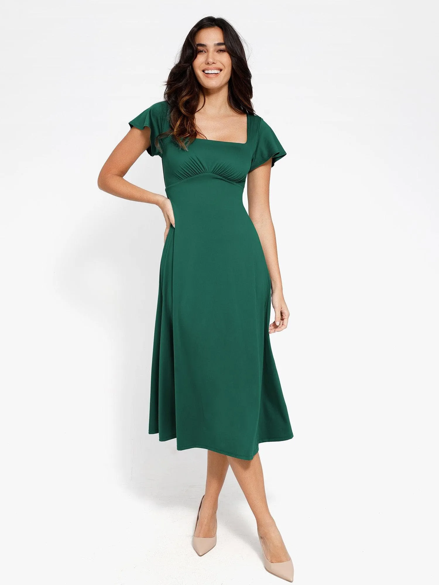 The Shapewear Dress A-Line Square Neck Midi