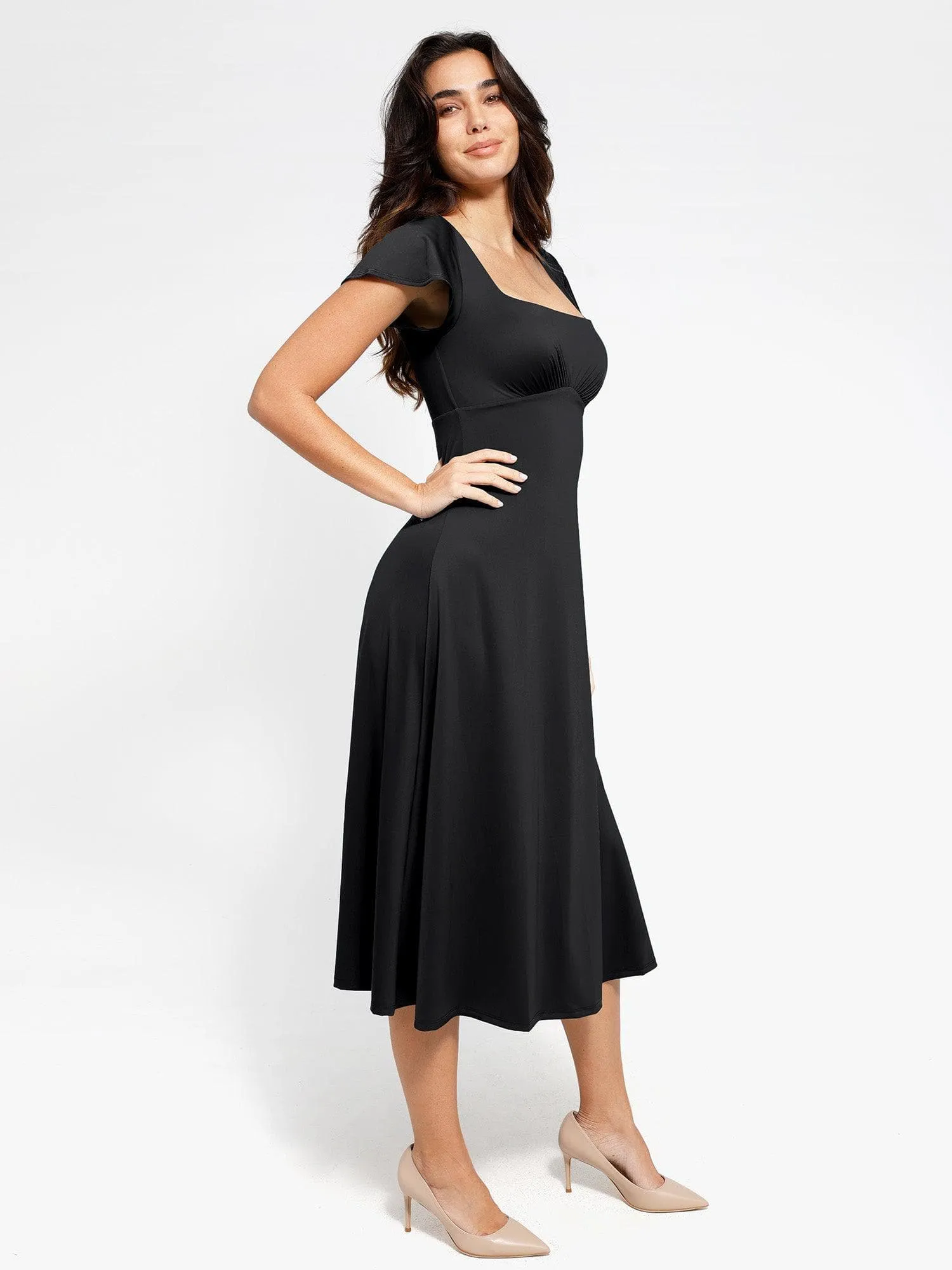 The Shapewear Dress A-Line Square Neck Midi