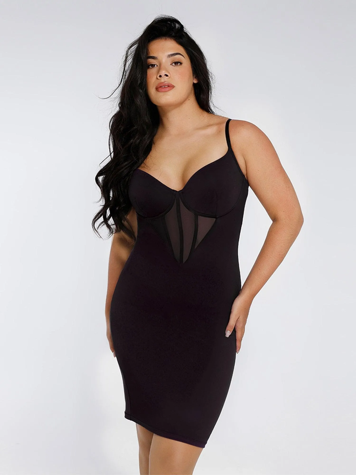 The Shapewear Dress Midi with Mesh Detail