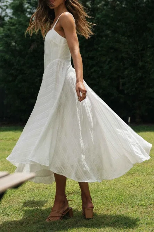 White Strappy Fit & Flare Dress