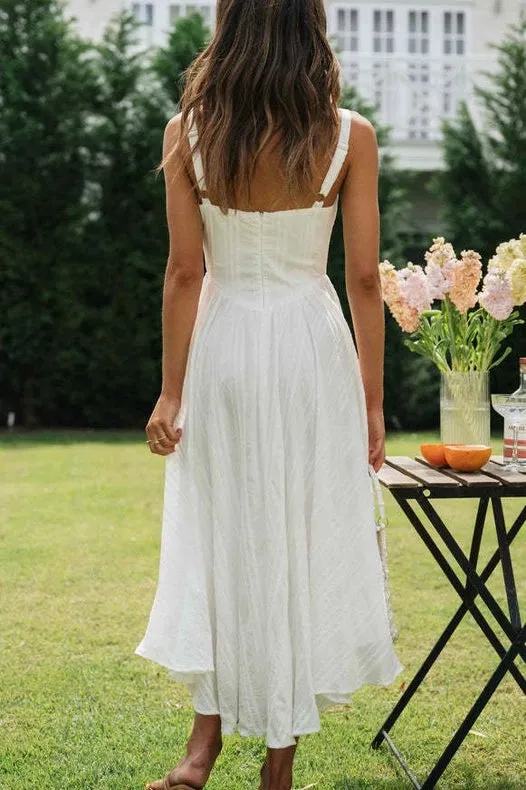 White Strappy Fit & Flare Dress