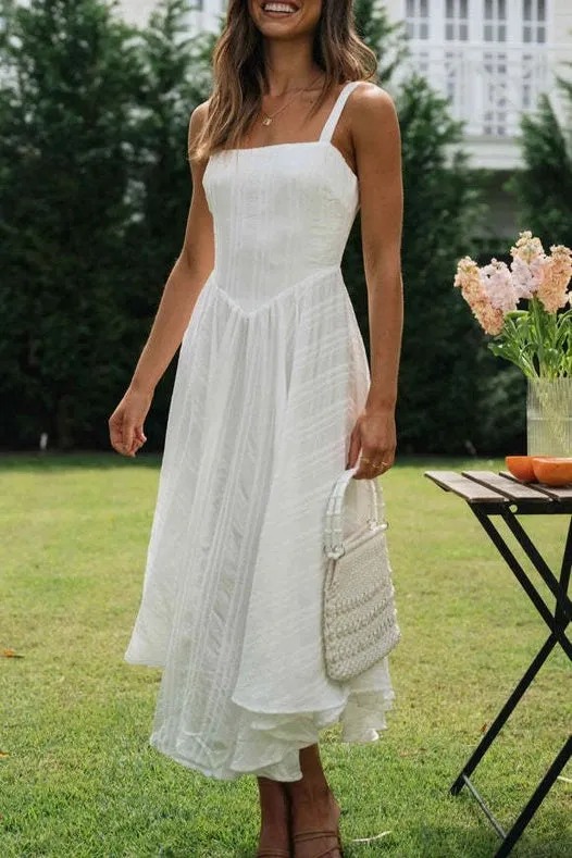 White Strappy Fit & Flare Dress