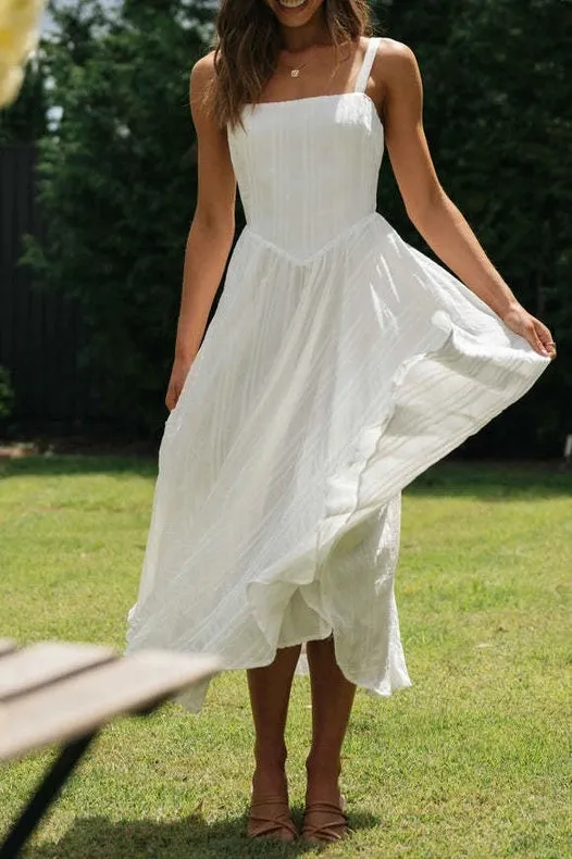 White Strappy Fit & Flare Dress