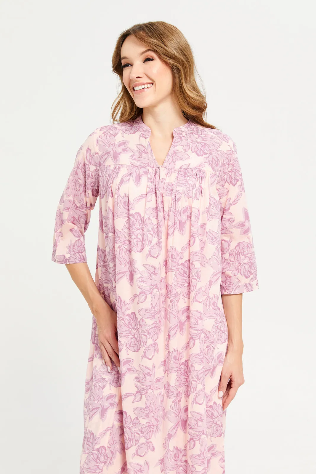 Women Pink Flare Nightgown