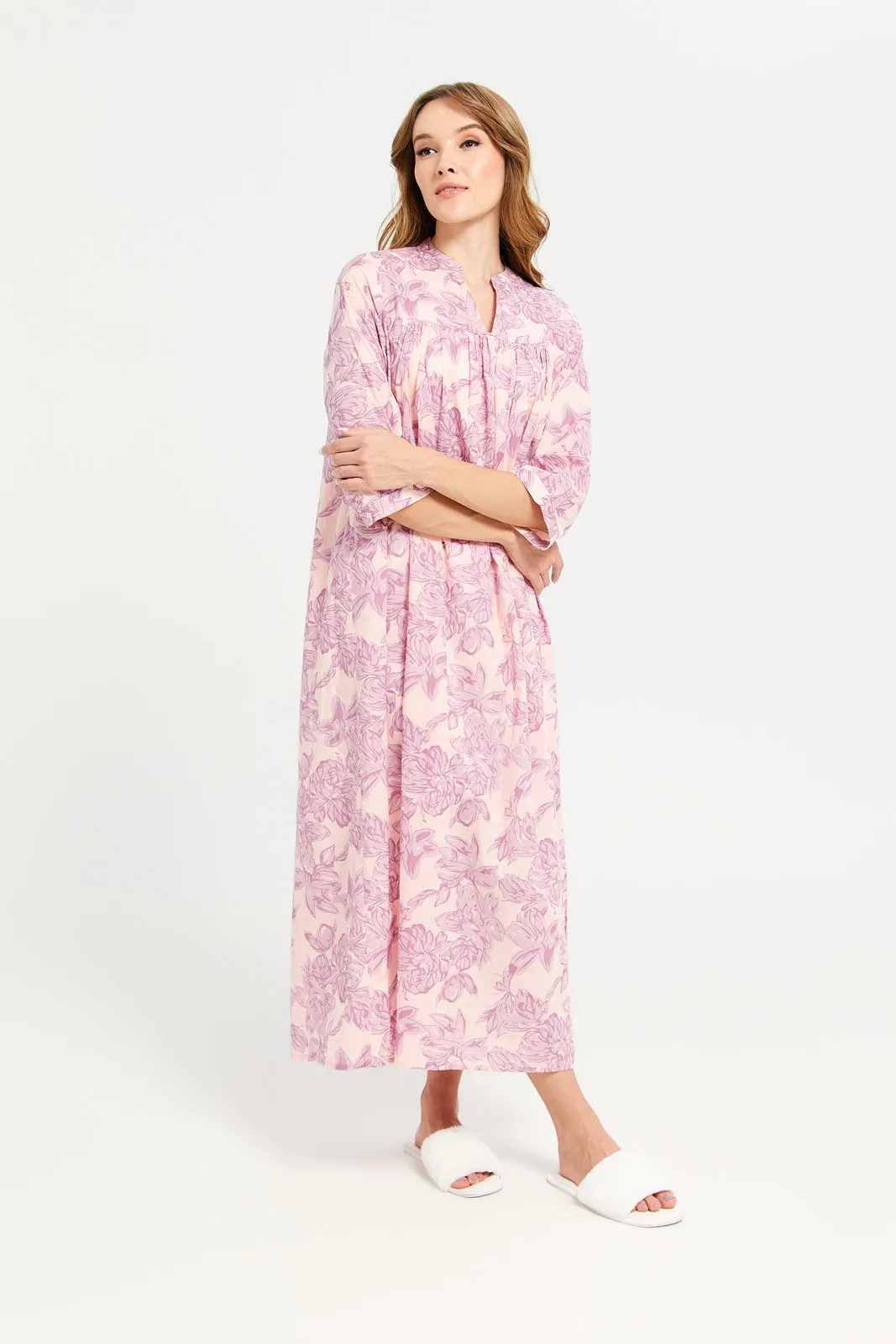 Women Pink Flare Nightgown