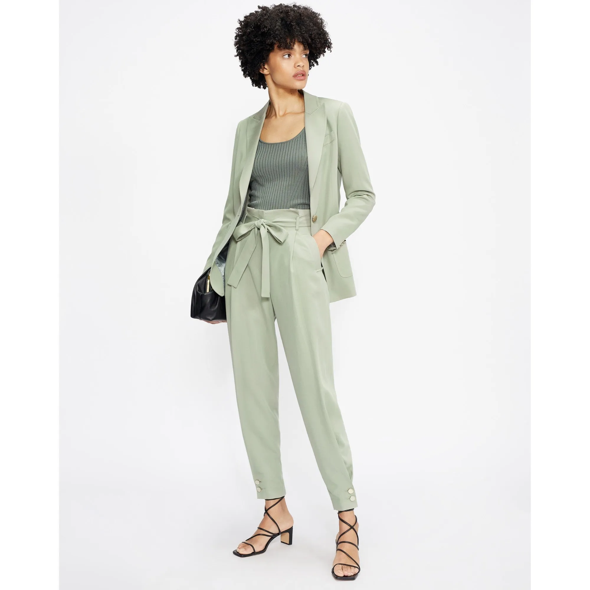 Women Wmf-Kclarat-Relaxed Cuffed Trouser With Paperbag Waist - Pl-Green