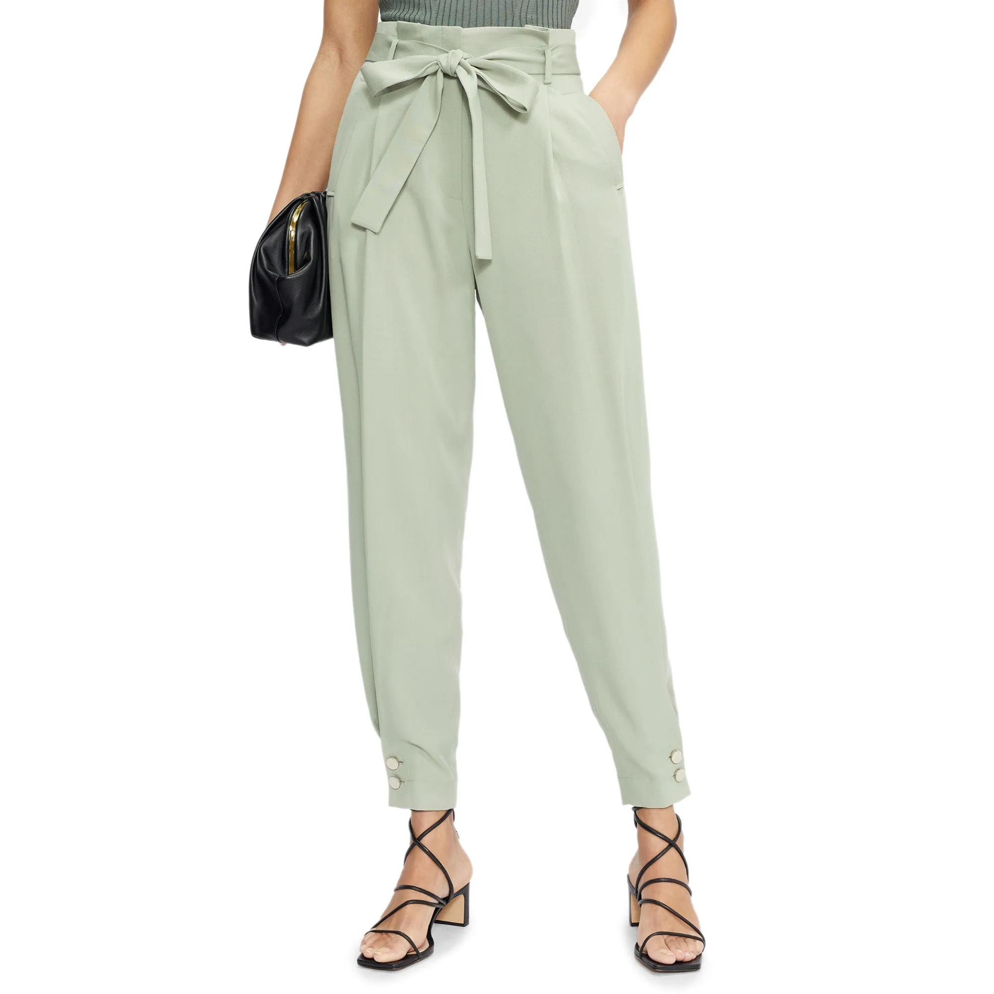 Women Wmf-Kclarat-Relaxed Cuffed Trouser With Paperbag Waist - Pl-Green